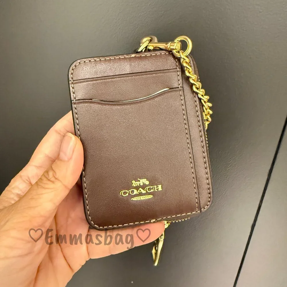 Coach Zip Card Case CCV89 smooth leather/Gold/Maple - Picture 3 of 7